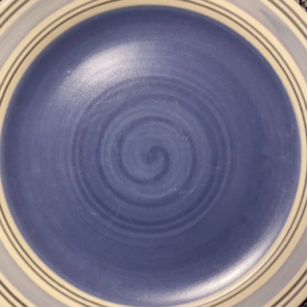Two Pfaltzgraff Dinner Plates 8 1/4”- Blue and Cream Sea Breeze